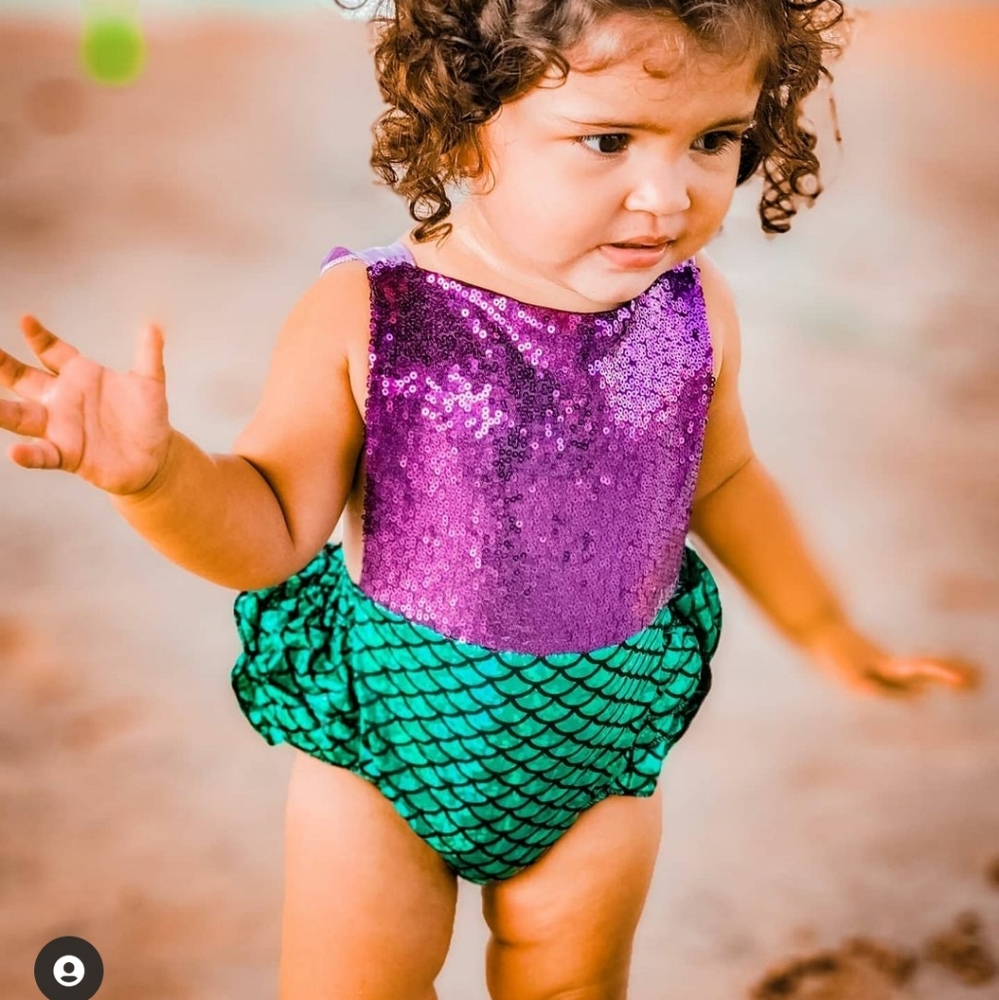 Baby Girl Mermaid Romper Sequin Outfit 12-18 Month